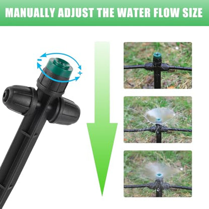 30 Pcs Drip Irrigation Emitters Sprayers for 1/4" Drip Tubing | Double-headed,Adjustable 360 Degree Water Flow Sprayers on 6.5" Arrow Stake for Garden Lawn 1/4" Irrigation Watering System - style: 30Pcs Irrigation Sprayers