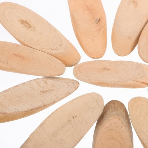 EXCEART 25Pcs Oval Driftwood Slices Natural Wood Blanks for DIY Crafts Coastal Vase Filler Home Decor 3.15X1.1X0.28 Inches - size: 8.00X2.80X0.70CM