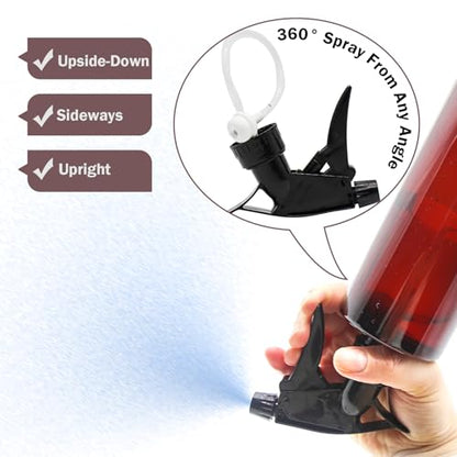 360° Water Spray Bottle 2 Pack 16 oz Continuous Plastic Empty Spray Bottles Mister for Hair,Cleaning,Plants,Upside Down,Fine Mist and Stream Setting,Amber - color: Amber