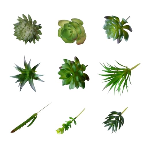 9 Pcs Mini Artificial Succulents,Fake Small Plants,Fake Succulent Plant,Artificial Air Plants that Look Real,Faux Succulents Unpotted,for Party,Garden & Outdoor Home Décor (Green) - color: Green