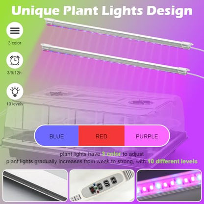 36 Pack 4 Inch Clear Plant Pots & 3 Pack 12 Cell Nursery Pot Trays with Humidity Dome and Growing Lights for Seed Starting, Germination, Seedling Propagation Plant Growing, Sturdy Gardening Kit 3 Sets - color: Black + Clear, size: 4 Inch 36 Pack Pots & 3