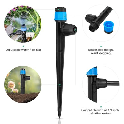 Adjustable Drip Irrigation Emitters for 1/4" Tubing, 25pcs | Adjustable 360 Degree Water Flow, Lock Barbed, Drip Spray Emitters Parts, Garden Watering System - size: 25pcs Drip Spray Emitters
