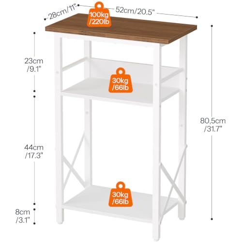 HOOBRO 10 Gallon Aquarium Stand, 3-Tier Fish Tank Stand with Storage, Reptile Turtle Tank Stand with Metal Frame, 20.5" L x 11" W, Walnut and White WH52FT01 - color: Walnut + White
