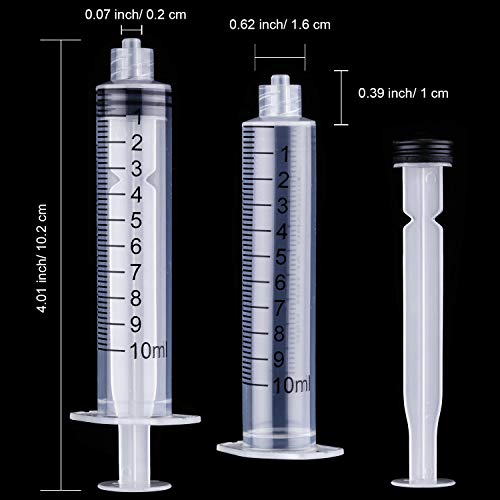 TecUnite 20 Pack Syringe, Plastic Curved Syringes for Epoxy Resin, Craft, Feeding Pets Animals, Oil or Glue Applicator - size: 10 ML
