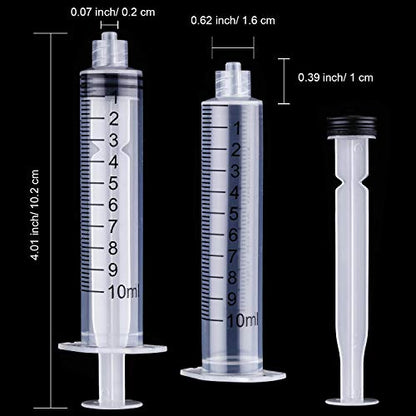 TecUnite 20 Pack Syringe, Plastic Curved Syringes for Epoxy Resin, Craft, Feeding Pets Animals, Oil or Glue Applicator - size: 10 ML