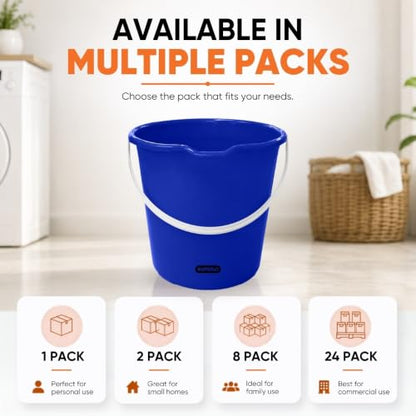 Superio 2.75 Gallon Bucket, Plastic Cleaning Pail with Handle, Car Wash Bucket, Small Utility Bucket for Mopping, Fishing, Camping & Household Use, Durable, Blue - 1 Pack - color: Blue, size: 1 Pack