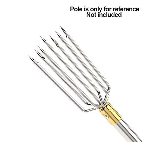 5/7 Prong Fishing Harpoon, Stainless Steel Gig Gaff Hook with 8mm Screw, Harpoon Hook for Hunting Fish Flounder Frog Gig in Pond River Lake, Capable for Fishing Gaff Gig Pole - color: 7 Prong with 8mm screw
