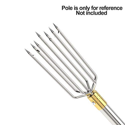 5/7 Prong Fishing Harpoon, Stainless Steel Gig Gaff Hook with 8mm Screw, Harpoon Hook for Hunting Fish Flounder Frog Gig in Pond River Lake, Capable for Fishing Gaff Gig Pole - color: 7 Prong with 8mm screw