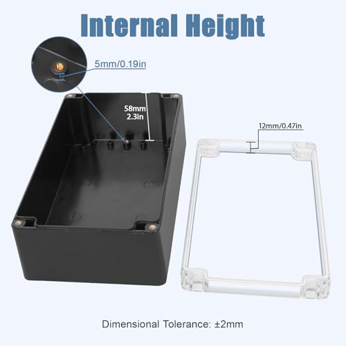 Junction Box with Clear Cover IP65 Waterproof Project Box Dustproof ABS Plastic Electrical Project Boxes Universal Enclosure, Black 7.8"x 4.7"x 2.9"(200x120x75mm)(Pack of 2) - color: 2 packs, size: 7.8"x 4.7"x 2.9"