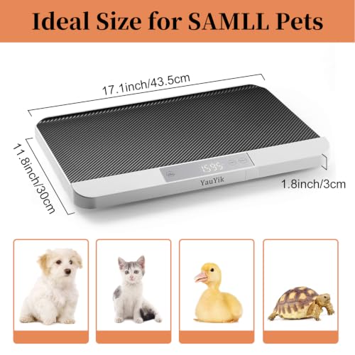 YauYik Digital Pet Scale, Baby Scale with Non-Slip Mat, Up to 40kg, Grey | 5 Units, LED Display, Hold Function, Accurate Weight Scale for Small Pets, Puppies, Kittens and Cats（Batteries Included） - color: Grey