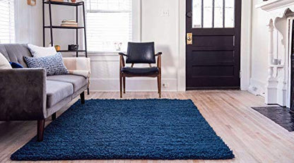 Unique Loom Solid Shag Collection Area Rug (2' 2" x 3' 1" Rectangle, Sapphire Blue/ Navy Blue) - color: Sapphire Blue/Navy Blue, size: 2'2" x 3'1" (Rectangular)