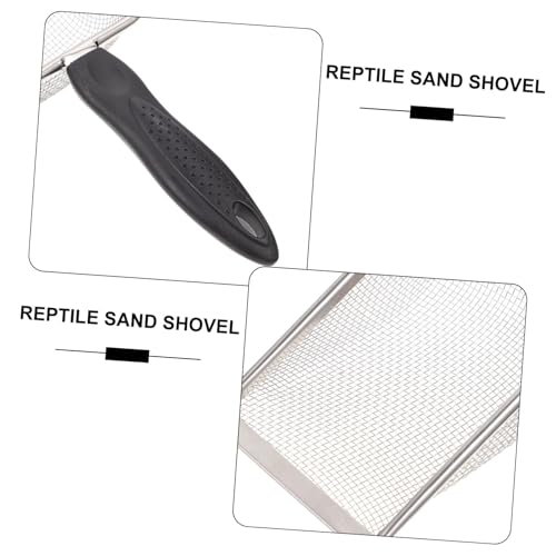 Hemoton 1Pc Stainless Steel Reptile Sand Shovel with Filtering Mesh Ergonomic Design for Easy Excrement Cleanup Terrariums for Turtles Lizards and Other Reptiles