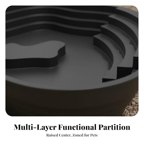 Amphibian Water Dish for Turtles, PP Reptile Bathing Pool with Ramp, 8.7 x 6.3 in Feeding & Soaking Basin for Terrariums - color: Black L