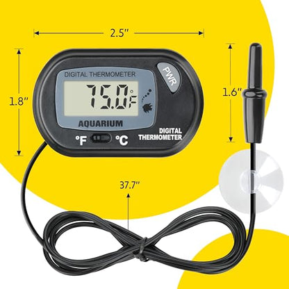 iPower 6 by 8-Inch 8W Reptile Heat Mat, LCD Digital Aquarium Thermometer, Under Tank Warmer Terrarium Heat Pad for Turtles Lizards Frogs and Other Small Animals, Multi Sizes - size: 6 X 8 Inch, style: Pad + Thermometer