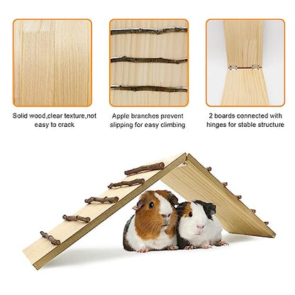Hamiledyi Rabbit Ramp Wooden Cage Bridge Guinea Pig Ramp Rodents Climbing Ladder for Bunny Chinchilla Ferret Squirrel Hedgehog Rat