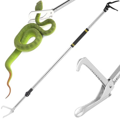 Snake Grabber Tool, 69inch Snake Tongs for Rattlesnake Reptile Tongs Long Reach Grabber Heavy Duty and Made of Stainless Steel Tube Sponge Handle (69inch (Black)) - size: 69inch (black)