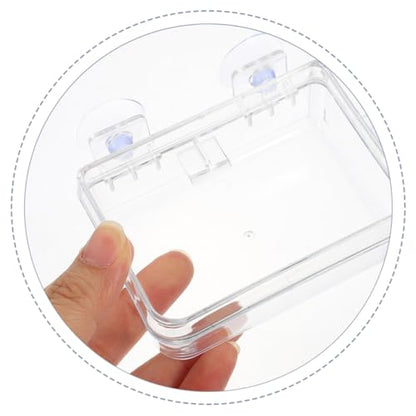 HANABASS Reptile Feeding Bowl Cup Transparent -Escape and Food for Lizards Geckos Bearded Dragons and Chameleons Easy to Clean and Maintain - color: Transparent, size: 13.50X6.50X3.50CM