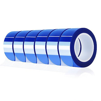 MEBMIK 6 Rolls 20mm x16m(52FT) Blue Heat Tape High Temperature Heat Resistant Tape Heat Transfer Tape for Heat Sublimation Press Vinyl,No Residue