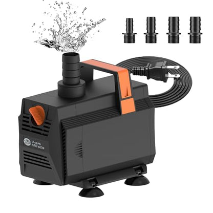 AquaMiracle 600GPH Aquarium Water Pumps (2270L/H, 35W) Fountain Pump Pond Pump Submersible Water Pump with Flow Control for Fountain, Waterfall, Statuary, Filtration, Water feature, Hydroponics - size: 600GPH
