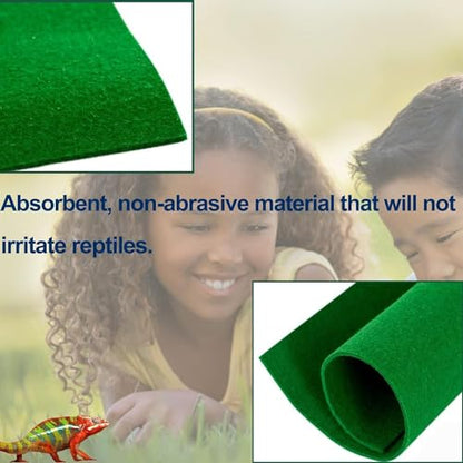 Reptile Carpet Terrarium Liner Bedding Substrate Sand Mat for Cage Lizard Bearded Dragon Gecko Snake Tortoise 48" x 18" (Green) - color: Green