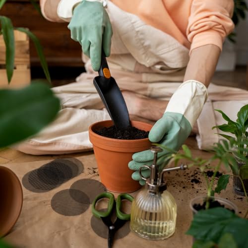 Ouligay 100pcs Flower Pot Hole Mesh Pad, 4 inch Rounds Plastic Mesh Sheet, Bonsai Bottom Grid Mat, Keep Soil from Flowing Away DIY Drainage Netting Pot