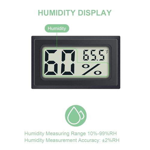 8 Pack Mini Indoor Temperature Humidity Meter Gauge Thermometer Hygrometer | LCD Display Fahrenheit (℉) for Humidors Greenhouse Garden Cellar Jars Closet