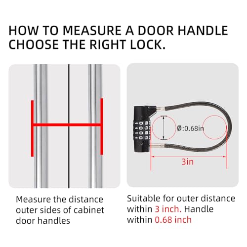 Combination Lock Cable Lock with 4 Digits Cabinet Lock with 3.5" Cable Length Twist 3.5" Length Durable Cable Ideal for lockers, Gym, Toolbox, Case Small Size (3.5") | twist to set durable fits cabinet case small size - size: 3.5" Black