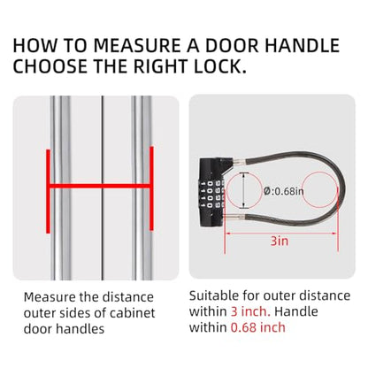Combination Lock Cable Lock with 4 Digits Cabinet Lock with 3.5" Cable Length Twist 3.5" Length Durable Cable Ideal for lockers, Gym, Toolbox, Case Small Size (3.5") | twist to set durable fits cabinet case small size - size: 3.5" Black