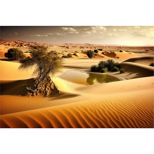 Reptile Habitat Background Sky Oasis Mountain Sun and Desert Scenery Terrarium Background Aquarium Background Durable Polyester Background Backdrop Vinyl 24x12in - color: Oasis Yellow, size: 24(W)x12(H)inches/ 60(W)*30cm(H)
