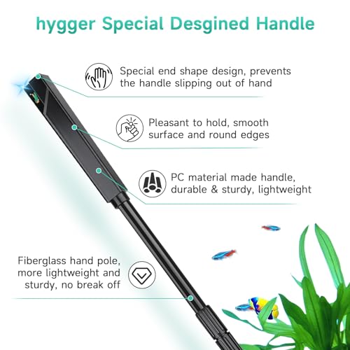 hygger 6-in-1 Aquarium Cleaning Tools, Multipurpose Fish Tank Cleaning Kit for 20-160 Gallon Tank with Telescopic Long Handle,6 Clean Heads - size: Medium