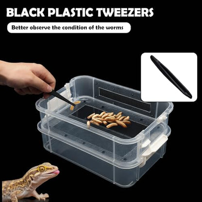 1 Pack Mealworms Breeding Kit Mealworms Keeper with Tweezers to Breed Mealworms Super Worms Crickets Dubia (Side Ventilation Style)
