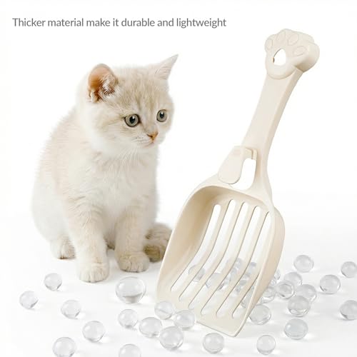 Depets Cat Litter Scoop, Litter Scoop with Wide Slats, Kitty Litter Scooper for Pine Pellets, Durable Plastic Litter Sifter Scoop - Designed for Easy Sifting, Milky White | Litter Scoop with Wide Slats, Durable Plastic Litter Sifter Scoop - Designed for E