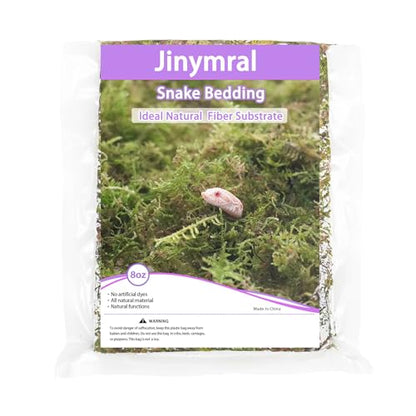 Snake Bedding 8oz Natural Moss Substrate, Humidity Control Reptile Tank Litter for Corn Snakes, Geckos & Small Reptiles, Odor Control Pet Tank Accessories