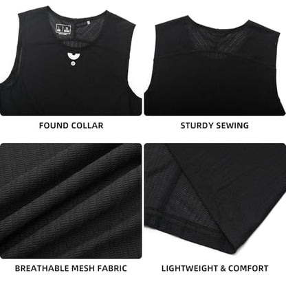 YKYWBIKE Men's Cycling Base Layer Sleeveless Cycling Jersey Men Quick Dry Bicycle Undershirt Mesh Bike Base Layer Vests - color: Black 2061, size: Small