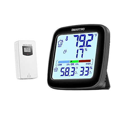 SC92 Professional Digital Wireless Indoor Outdoor Thermometer | Hygrometer Room Humidity Gauge Temperature and Humidity Meter Pro Accuracy Calibration