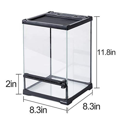 REPTI ZOO Mini Reptile Glass Terrarium,Front Opening Door Full View Visually Appealing Mini Reptile or Amphibians Glass Habitat - size: 8"x8"x12"