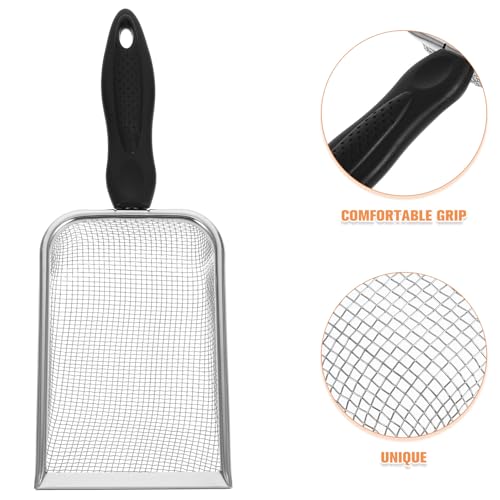 VANZACK Metal Cat Litter Scoop with Plastic Handle, Stainless Steel Mesh Sand Waste Shovel 2.8x2.8mm for Reptile Terrarium and Cat Litter Box Cleaning