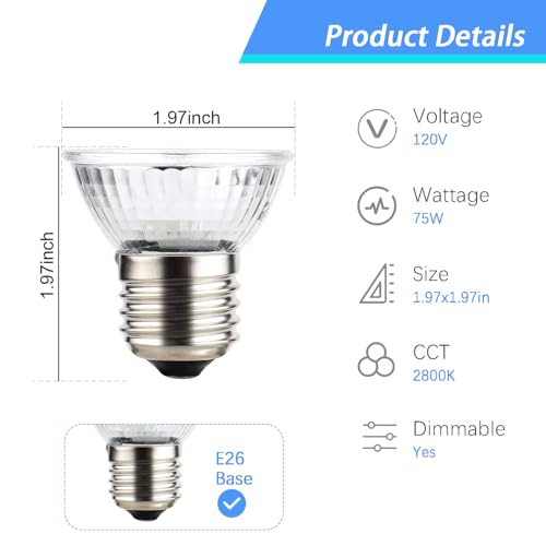 2-Pack 75W UVA Bulbs, Light Turtle Heat Lamp for Reptiles and Amphibian Tanks, Terrariums and Cages, Fit E26 Heat Reptile Lamp,Works with Various Lamp Fixtures,for Lizards, Snakes, Turtles - color: 2p, size: 75 Watts (2-Pack)