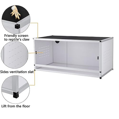 PVC Reptile Enclosure 76 Gallon ToxiRium Large Reptile Terrarium 44''x20''x20 Tank for Bearded Dragon Gecko Lizard Snake,Wide Breeding Lounge Vivarium Area with Sliding Doors Lock - size: 44x20x20'' - 76 Gallon - 1pc