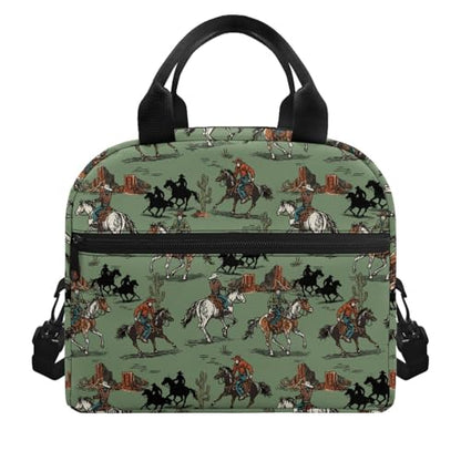 Western Style Kids Lunch Bag :Aztec Western Cowboy Large Capacity Fits Lunch Box -Good for Cowboy Birthday Party, Farm Visit & Camping - color: Aztec Western Cowboy