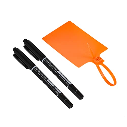 Tenshun 100 Plastic Tags - Waterproof, Writable, Identification & Seal Tags with Two Permanent Marker Pens - color: Orange, size: 100 PCS
