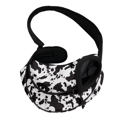 COEQINE Dog Backpack Carrier for Women Walking Hands-Free Abstract Cow Art Print Front Facing Cat Sling Bag Lightweight Secure Buckles Small Cats Commute - color: Abstract Cow Print