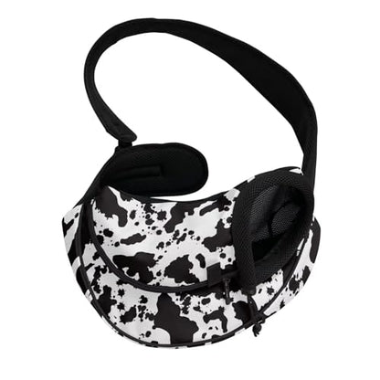 COEQINE Dog Backpack Carrier for Women Walking Hands-Free Abstract Cow Art Print Front Facing Cat Sling Bag Lightweight Secure Buckles Small Cats Commute - color: Abstract Cow Print