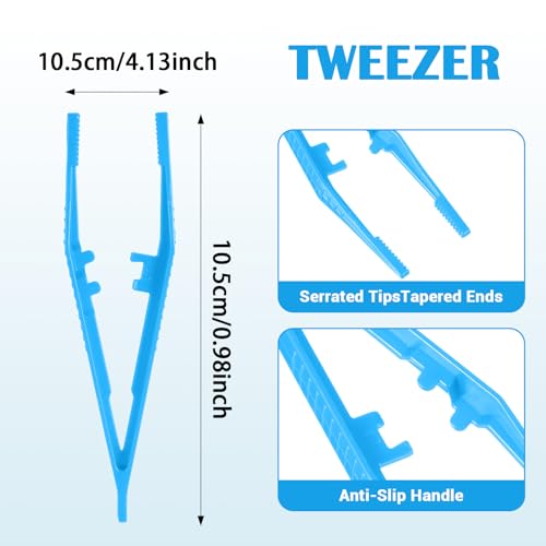 Kynigo 10 Pcs Plastic Tweezers for Crafting, Kids Tweezers for Toddler Tweezer Fine Motor Skills, Non-Slip Bead Tweezer Set for DIY Jewelry Making, 10 Colors