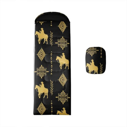 Erosebridal Sugar Skull Kids Sleeping Bag Southwestern Aztec Western Camping Blanket for Hiking Travel Hunting Sleep Bag - color: Black Yellow Gold 12