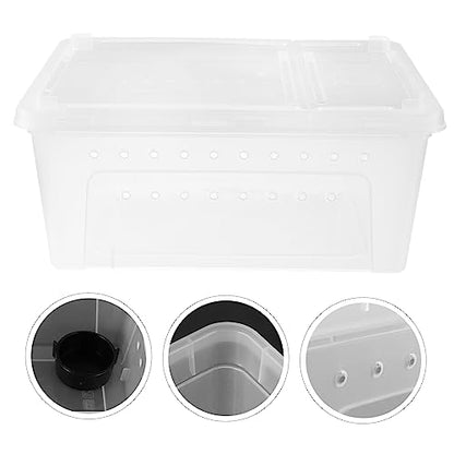 UPKOCH 1pc Transparent Plastic Reptile Box for Spider Scorpion Gecko Snake Tortoise Case with Ventilation for Transport and Feeding of Pets White