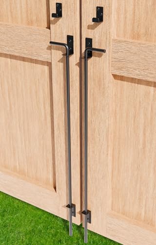 36" Heavy Duty Cane Bolt Gate Drop Rod Extra Thick Hardware Ground Latch for Wood PVC Vinyl Metal Fences Gates, Double Doors, Black Solid Steel-2 Pack - color: 36 Inch