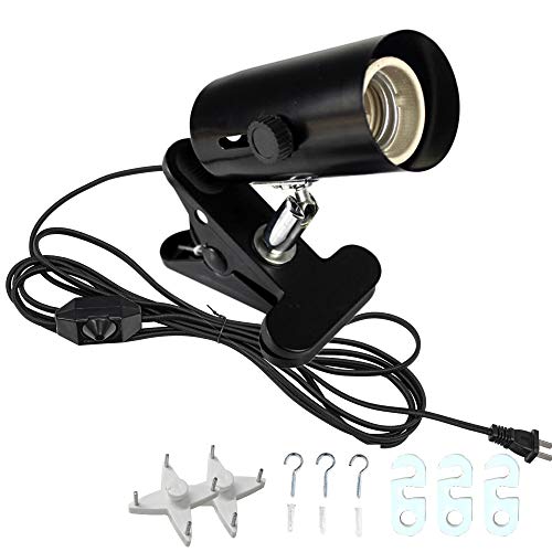 Clamp Lamp Light with 15ft Dimmer Plug-in Cord Adjustable Habitat Lighting Mini Spotlight with Black Heat Lamps Holder Stand for Reading Warehouse Food Truck Portable for Pets Reptiles NO Drilling