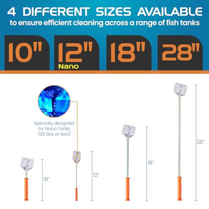 FLIPPER Platinum Nano Algae Scraper – Aquarium Glass & Acrylic Cleaner with Scrubber and Scraper 2-in-1 Design, Precision Fish Tank Cleaning Tool for Freshwater & Saltwater (12” Rigid Shaft) - size: 12 Inches