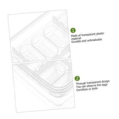Toyvian 2pcs Reptile Hatchery Box Compartments Incubation Tray for Lizard and Tortoise Eggs Durable Transparent Easy to Clean and Organize Reusable Breeding Tool